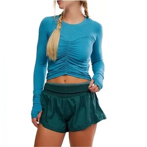 FP Movement Tempo Ruched Long Sleeve Top In Celestial Blue, NWT